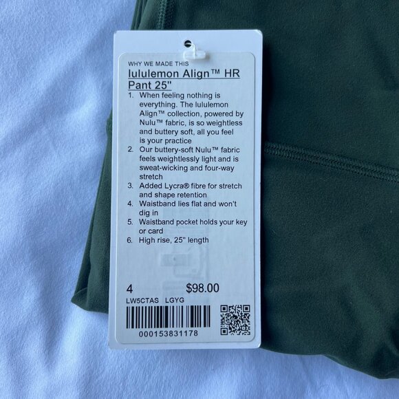 Lululemon Align HR Pant 25" Legacy Green Size 4 - Picture 5 of 5